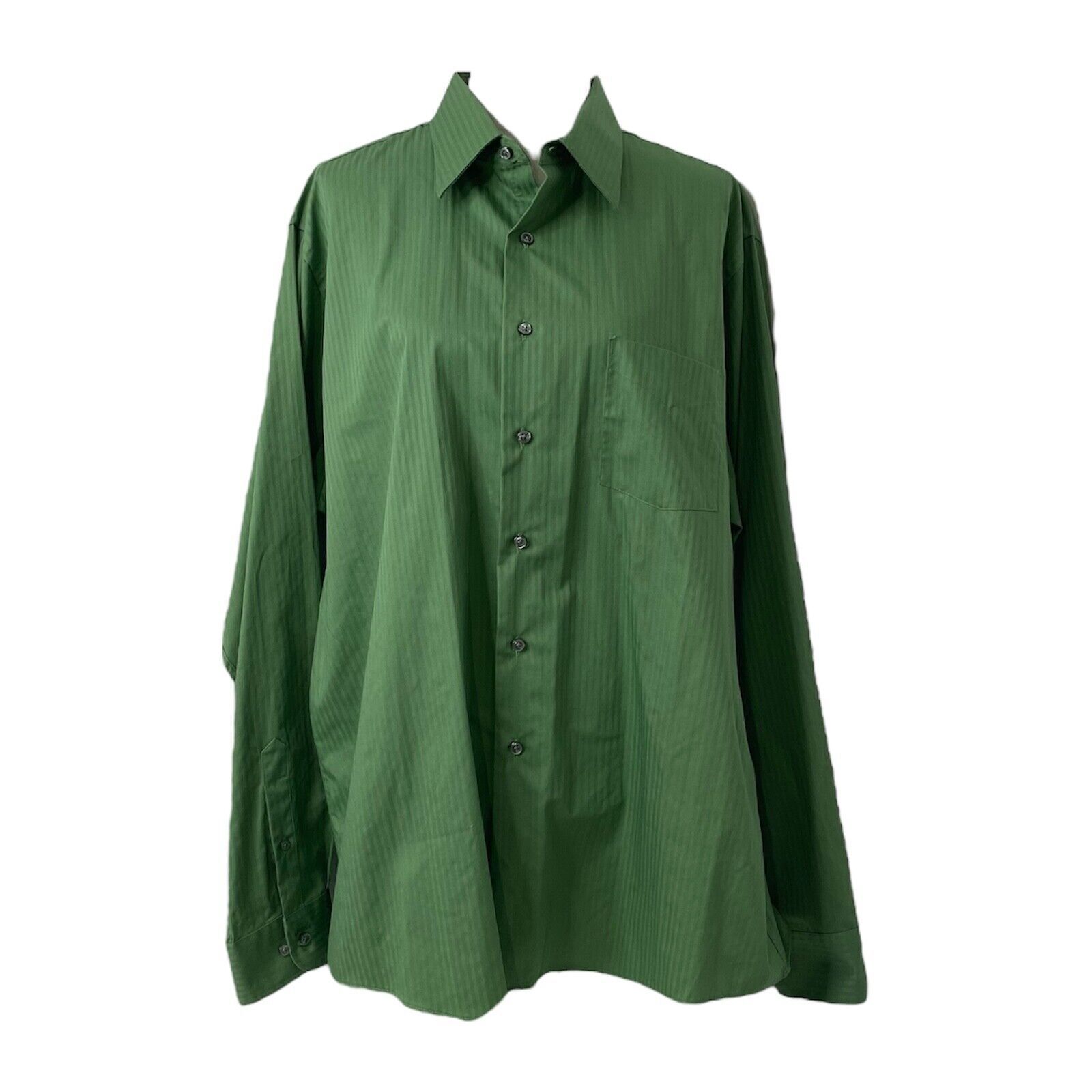 Men's Xl Button-Down Shirt J. Garcia Green Striped Long Sleeve Wrinkle Resistant